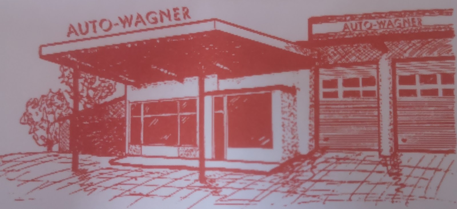 Historische Zeichnung des Auto Wagner Werkstattgebäudes